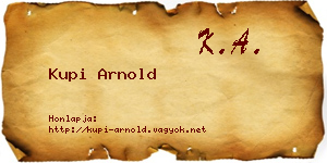Kupi Arnold névjegykártya